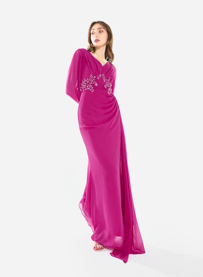 House of Moda Women Flowing Cape Embellished Maxi Dress - Image 2